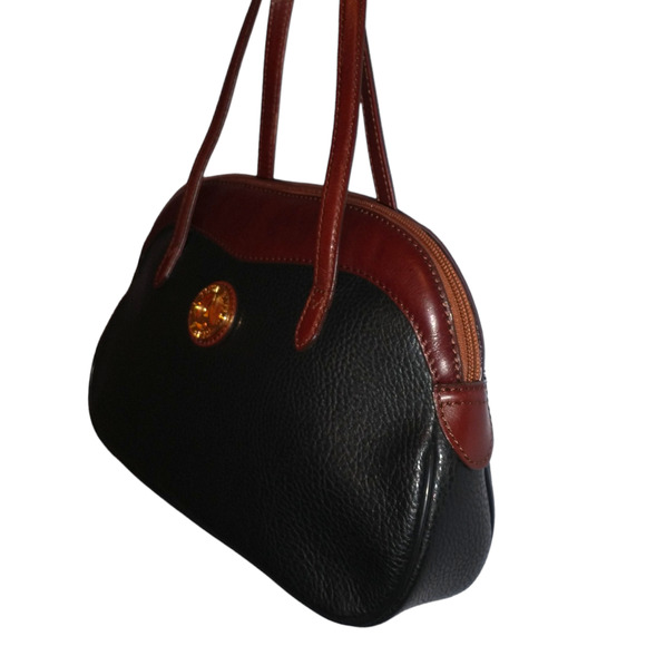 La Tour Eiffel 1887 Black Brown Pebbled Shoulder Bag Handbag Gold Hardware - Picture 2 of 16